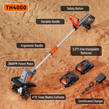 Cordless Tiller for Gardening 360 RPM Rototiller TH4000 Cultivator TaskStar Electric Garden Tiller Battery Powered Total 4000mAh