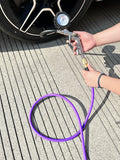 SYXQT Hybrid Air Hose(PVC) 1/4-Inch x 25FT,Air Compressor Hose 300 PSI Heavy Duty,Kink Resistant,All-Weather Flexibility with 1/4-Inch Industrial Air Fittings and Bend Restrictors,Purple