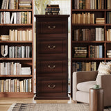 Tribesigns 4-Drawer File Filing Cabinet, Vertical File Cabinet Office Wood Filing Cabinet for A4 /Letter Size Narrow Tall File Storage, Walnut