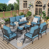 MIXPATIO 7-Piece Patio Conversation Set, Rocking Chairs, 2 Ottomans