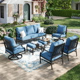 MIXPATIO 7-Piece Patio Conversation Set, Swivel Chairs, 2 Ottomans