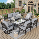 MIXPATIO 6-Piece Patio Conversation Set, Swivel Chairs, Coffee Table, Grey