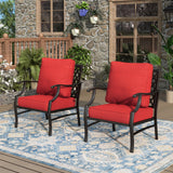 MIXPATIO, 2 Pack, Metal, Patio Chairs, 5.75" Cushions, High Back, Red