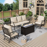 MIXPATIO 4-Piece Metal Patio Conversation Set, Fire Pit Table, 50,000 BTU