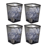 Mind Reader Mesh Trash Can, Waste Paper Basket, Square, Office, Metal Mesh, 9.75" L x 9.75" W x 12.25" H, Set of 4, Black