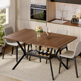 55 inch Dining Table for 4-6, Rectangle Kitchen Table with Storage Shelf