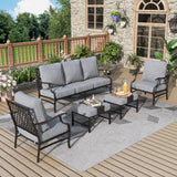MIXPATIO 5-Piece Wrought Iron Patio Conversation Set, Grey