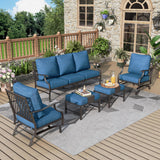 MIXPATIO 5-Piece Wrought Iron Patio Conversation Set, Rocking Chairs