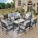 MIXPATIO 6-Piece Patio Conversation Set, Coffee Table, E-Coated Frame, Grey