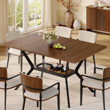 55 inch Dining Table for 4-6, Rectangle Kitchen Table with Storage Shelf