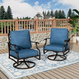 MIXPATIO, 2 Pack, Swivel Rocking Chairs, Metal, Peacock Blue