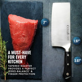Cutluxe Cleaver Knife - 7" Meat Cleaver, Butcher Knife for Meat Cutting – German Steel Blade, Full Tang, Ergonomic Handle Design – Artisan Series
