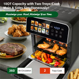 10QT Air Fryer Toaster Oven Combo with 10 Presets, Family Size Compact Oven