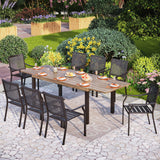 PHI VILLA Patio Expandable Metal Dining Table for 6-8, Brown
