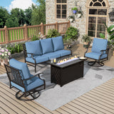 MIXPATIO 4-Piece Metal Patio Conversation Set, Fire Pit Table, 50,000 BTU