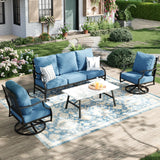 MIXPATIO 4-Piece Wrought Iron Patio Conversation Set, Swivel Chairs