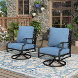 MIXPATIO, 2 Pack, Metal, Swivel Rocking Chairs, 5.75" Cushions, Navy Blue