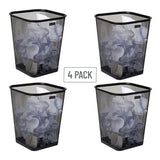 Mind Reader Mesh Trash Can, Waste Paper Basket, Square, Office, Metal Mesh, 9.75" L x 9.75" W x 12.25" H, Set of 4, Black