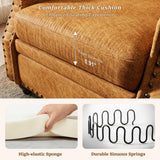 LegacyAmerhome Single Sofa Chair, Faux Leather Nailhead Armchair, Rolled Arm Accent Chair for Living Room, Wood Legs, Traditional Single Couch Chair for Apartment, Farmhouse (Brown, Set of 2)