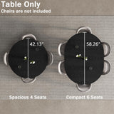 42"-58" Extendable Round Dining Table for 4-6 with Built-in Flip Leaf