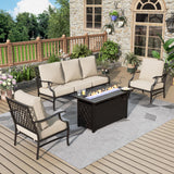 MIXPATIO 4-Piece Metal Patio Conversation Set, Fire Pit Table, 50,000 BTU