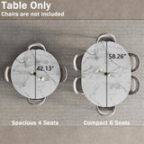 42"-58" Round Extendable Dining Table for 4-6, Kitchen Oval Table with Hidden Leaves & Storage Shelf, Space Saving Modern Design with Sturdy Metal Legs for Kitchen, Dining Room & Small Apartments