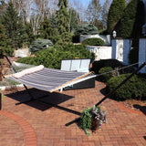 Sunnydaze Quilted Double Hammock with Stand for Outside - 400-Pound Capacity 2-Person Hammock with Stand - 15-Foot Stand - Mountainside