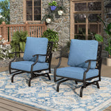 MIXPATIO, 2 Pack, Metal, Patio Rocking Chairs, 5.75" Cushions, Navy Blue