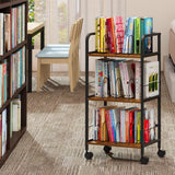 Rolling Book Cart with Removable Dividers, 3-Tier File Cart with Wheels, Utility Storage Rack for Office, Home, Classroom