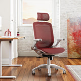 GABRYLLY Ergonomic Office Chair, High Back Home Desk Chair with 2D Flip-Up Arms, 3D Headrest, 90-120° Tilt and Wide Cushion, Big and Tall Mesh Chairs for Man Woman, Computer Task Chair Red
