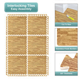 Sorbus 80 Sq. Ft. Wood Grain Floor Tiles Foam Mat EVA Interlocking Mats Tile 3/8-Inch Thick Flooring Wood Puzzle Exercise Mats w/Borders - Home Playroom Basement, Apartment, Trade Show, Baby, Dance