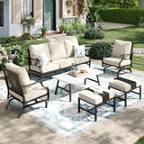 MIXPATIO 6-Piece Patio Conversation Set, Rocking Chairs, Coffee Table