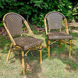 PURPLE LEAF French Bistro Armless Chairs Set of 2, Bamboo Finish, Brown