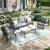MIXPATIO 4-Piece Wrought Iron Patio Conversation Set, Grey