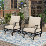 MIXPATIO, 2 Pack, Metal, Patio Rocking Chairs, 5.75" Cushions, Beige