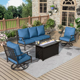 MIXPATIO 4-Piece Metal Patio Conversation Set, Fire Pit Table, 50,000 BTU