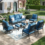 MIXPATIO 7-Piece Patio Conversation Set, Swivel Chairs, 2 Ottomans