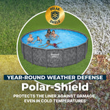 Bestway APX 365 16' x 48" Above Ground Pool, Round Metal Frame Outdoor Swimming Pool Set with Sand Filter Pump, Ladder, and Cover, Dark Marble