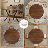42" Round Dining Table for 4, Farmhouse Kitchen Table with Storage, Space Saving Circle Dinner Table, Rustic Wood Kitchen & Dining Room Tables with Metal Legs for Kitchen, Living Room, Dining Room