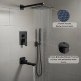 10" Rain Shower System with Tub Spout & Handheld, Matte Black Bathroom Faucet Set