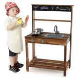Kids Mud Kitchen Play Kitchen w/ Blackboard Stoves