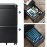 GALAXHERO 2 Drawer Metal File Cabinet Under Desk with Lock Space Saving