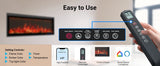 50 inch WiFi Wide Recessed and Wall Mounted Electric Fireplace for Bedroom