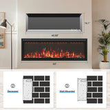 60 Inch Wide Recessed & Wall Mounted Electric Fireplace Heater for 750W
