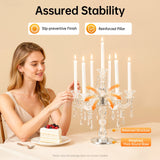 Crystal Candelabra, 7Arm Candlestick Holders Centerpiece, Wedding Party
