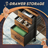GALAXHERO File Cabinet 3-Drawer Mobile Rolling Printer Stand for Home Office