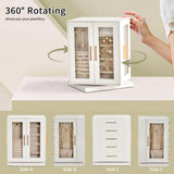 360° Rotating Velvet Jewelry Organizer Box with 5 Drawers for rings earrings