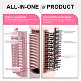 Smooth Style Heated Comb + Blow Dryer Brush,2-in-1 Hot Air Brush for One-Step Straightener