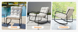 SEEHILL Outdoor Rocking Chair, Metal Patio Rocking Chair, Indoor Rocking Chair with Cushion, Papasan Rocking Lounge Chair, Comfy Modern Rocker Chair for Porch, Living Room
