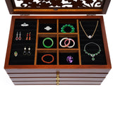 Rectangle Jewelry Box with 6 Compartments – Vintage Wooden Case